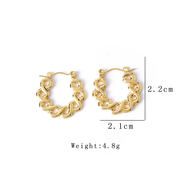 1 Pair Retro Simple Style Irregular Plating Titanium Steel Hoop Earrings