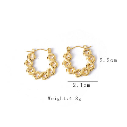 1 Pair Retro Simple Style Irregular Plating Titanium Steel Hoop Earrings