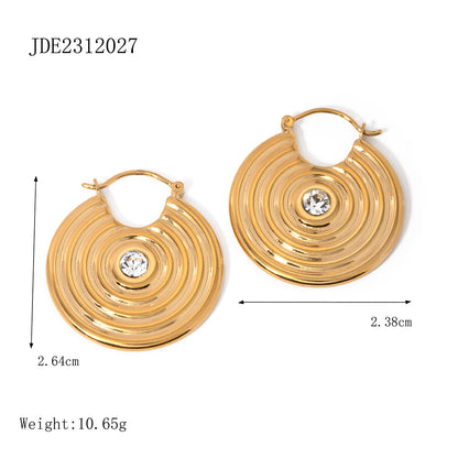 Stainless Steel 18K Gold Plated Simple Style Classic Style Solid Color Plating Inlay Rhinestones Earrings Necklace
