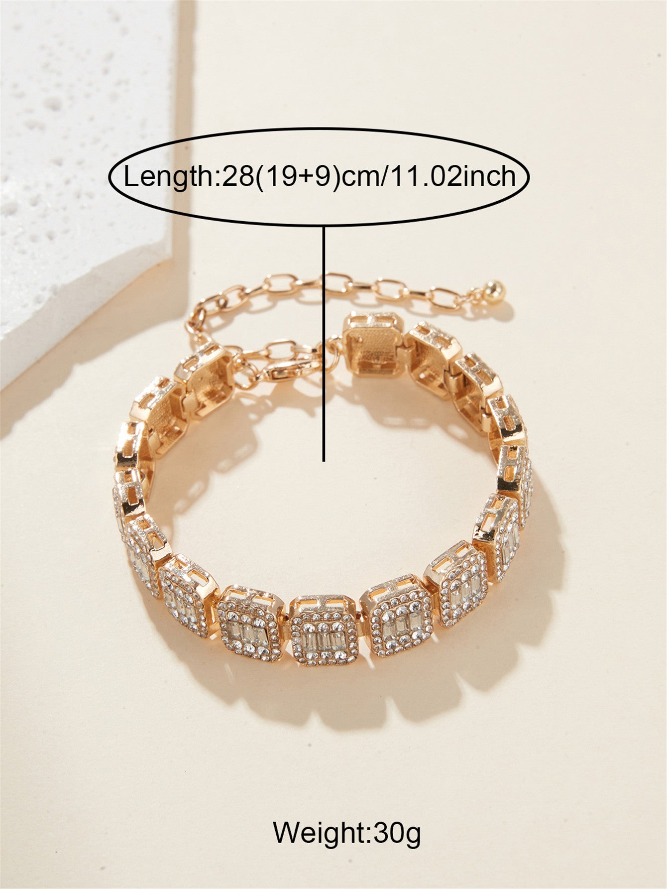 Hip-Hop Beach Geometric Alloy Inlay Rhinestones 18K Gold Plated Unisex Anklet