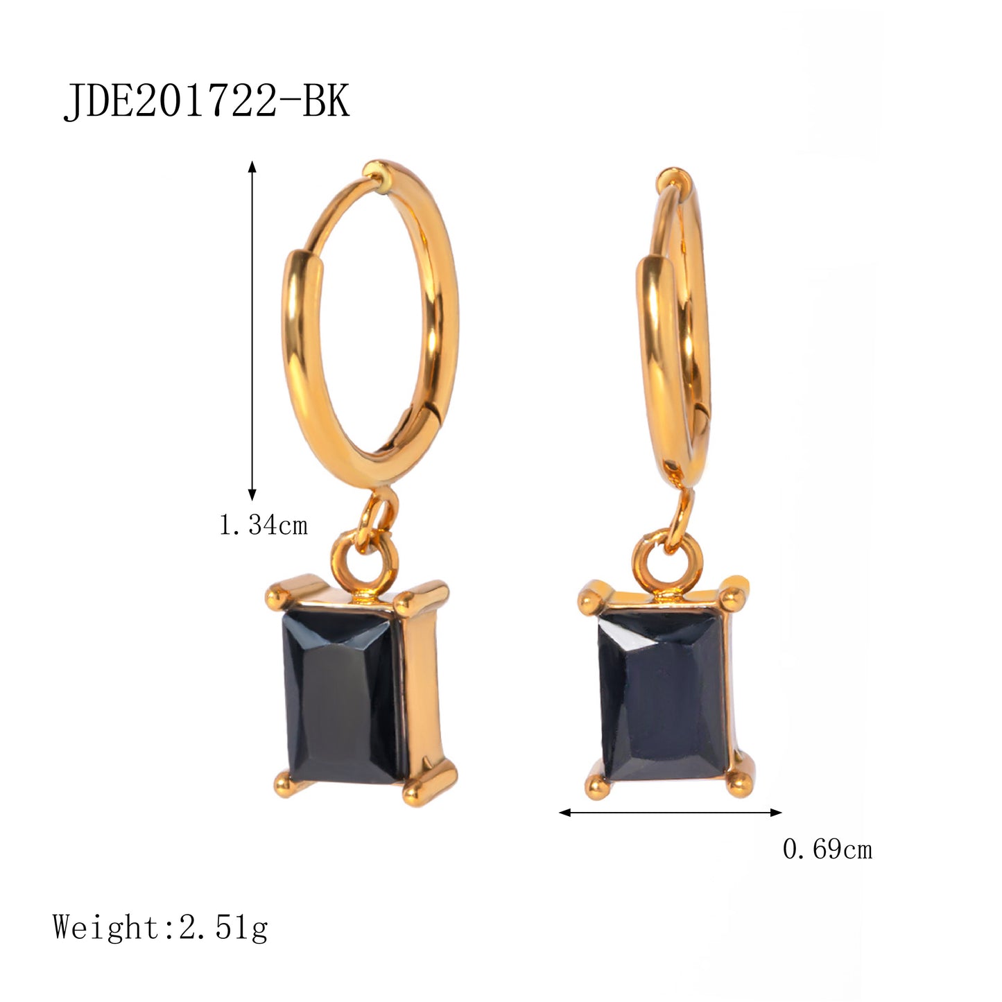 1 Pair Simple Style Classic Style Square Plating Inlay Stainless Steel Zircon 18K Gold Plated Drop Earrings