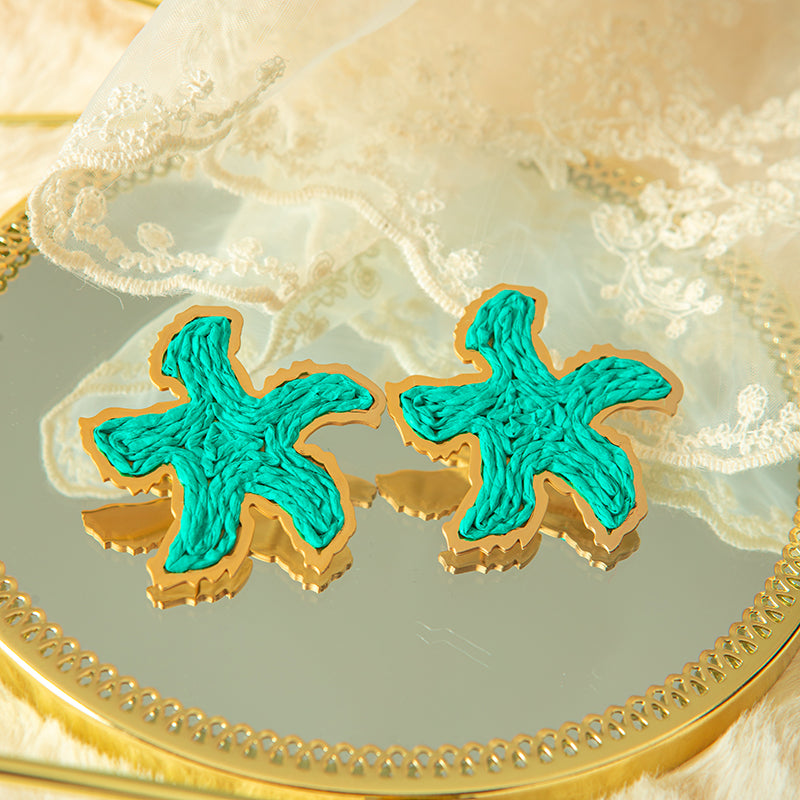 1 Pair Casual Vacation Starfish Plating Three-dimensional Stainless Steel Gold Plated Ear Studs
