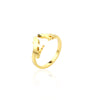 Stainless Steel 18K Gold Plated Sweet Heart Shape Butterfly Open Rings