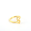 Stainless Steel 18K Gold Plated Sweet Heart Shape Butterfly Open Rings