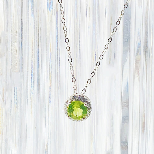 Sterling Silver Gold Plated Vintage Style Simple Style Plating Inlay Circle Topaz Olivine Pendant Necklace
