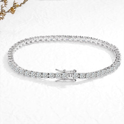 Sterling Silver 18K Gold Plated Casual Classic Style Round Plating Inlay Moissanite Tennis Bracelet