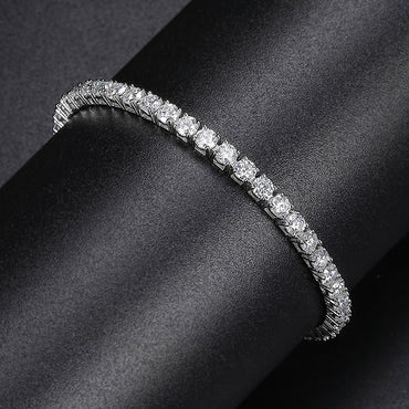 Sterling Silver 18K Gold Plated Casual Classic Style Round Plating Inlay Moissanite Tennis Bracelet
