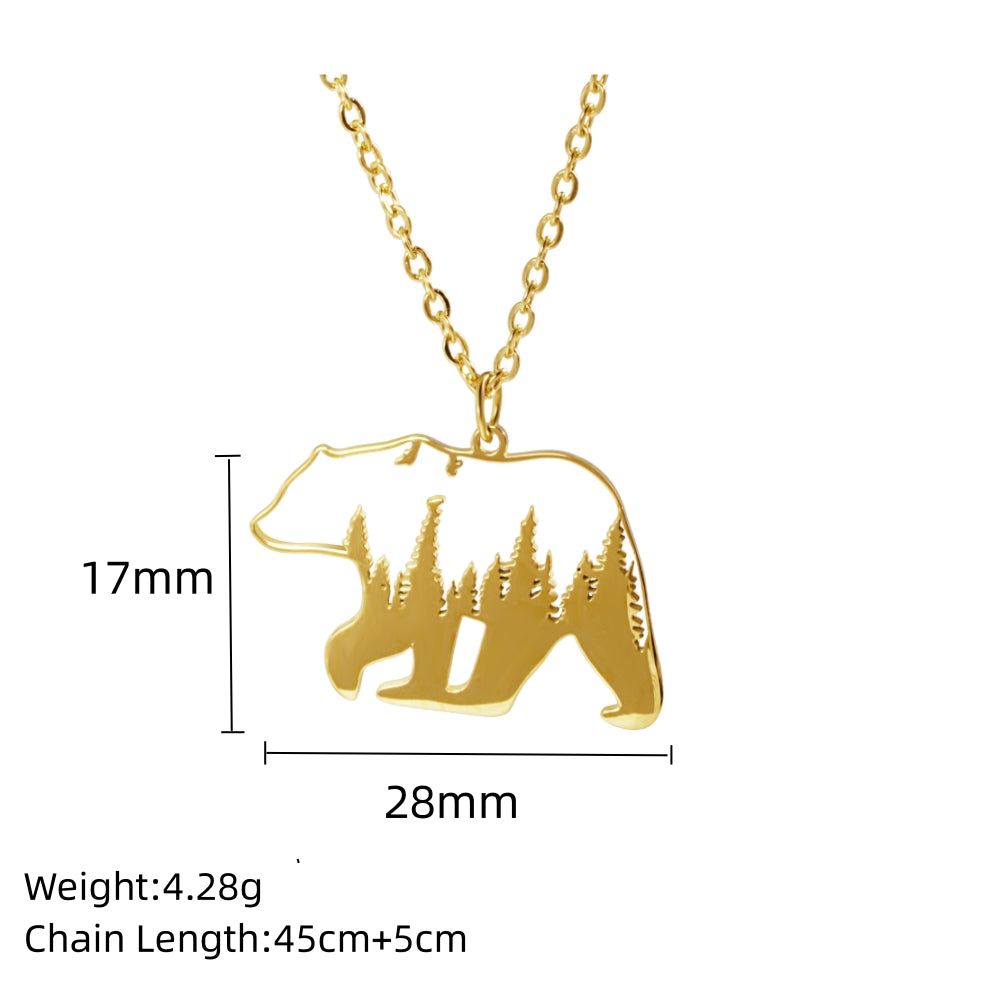 Stainless Steel 18K Gold Plated Simple Style Animal Plating Hollow Out Pendant Necklace