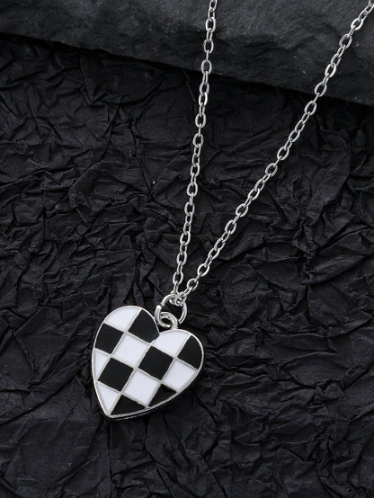 Alloy Resin Cute Heart Shape Inlay Resin Pendant Necklace