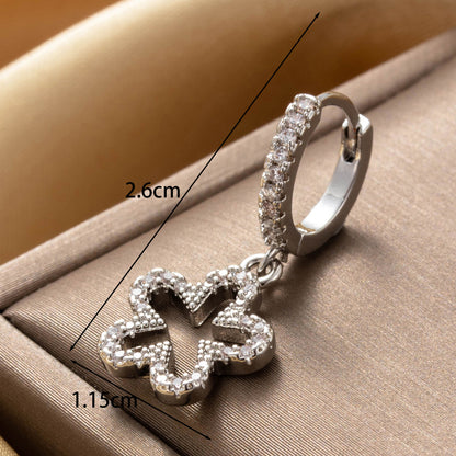 1 Piece Simple Style Star Flower Inlay Stainless Steel Copper Zircon Drop Earrings