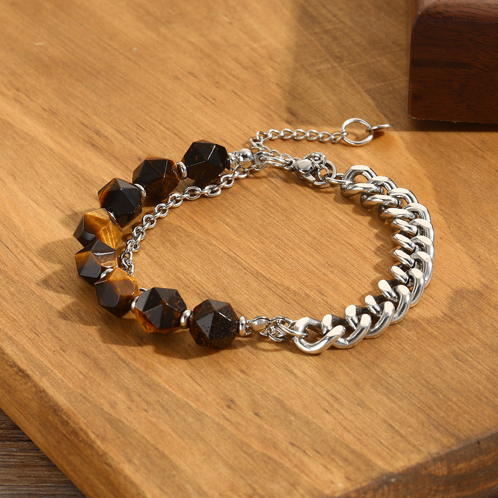 Stainless Steel Natural Stone Simple Style Classic Style Gem Beaded Bracelets