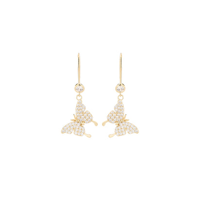 1 Pair Simple Style Classic Style Solid Color Plating Inlay Sterling Silver Zircon 14K Gold Plated Drop Earrings