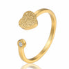 Stainless Steel 18K Gold Plated Sweet Heart Shape Butterfly Open Rings