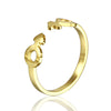 Stainless Steel 18K Gold Plated Sweet Heart Shape Butterfly Open Rings