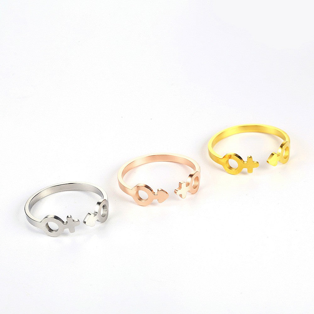 Stainless Steel 18K Gold Plated Sweet Heart Shape Butterfly Open Rings