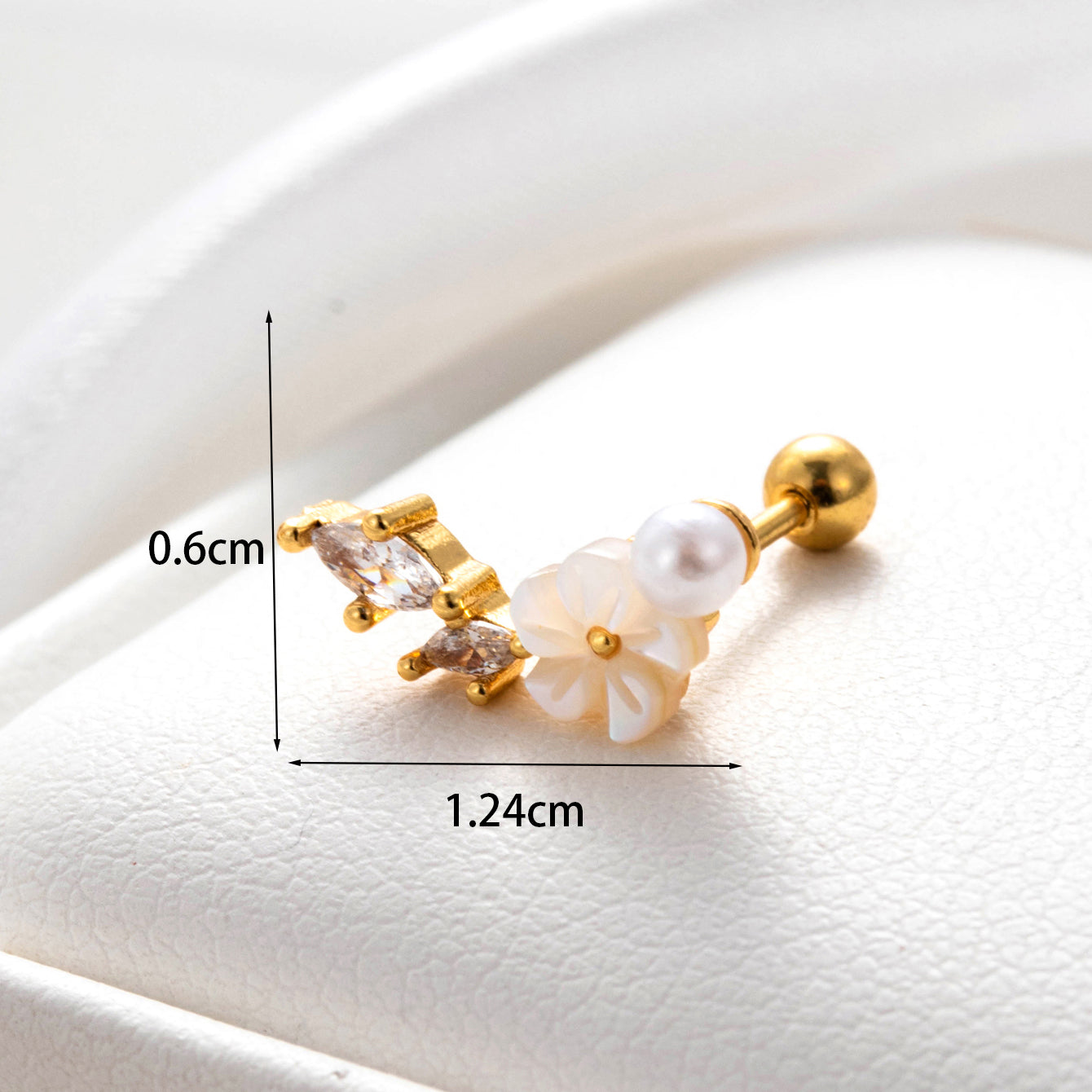 1 Piece Simple Style Pearl Flower Butterfly Inlay Stainless Steel Copper Pearl Zircon Ear Studs