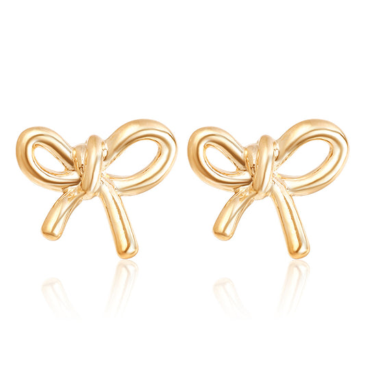 1 Pair Elegant Bow Knot Alloy Gold Plated Silver Plated Ear Studs