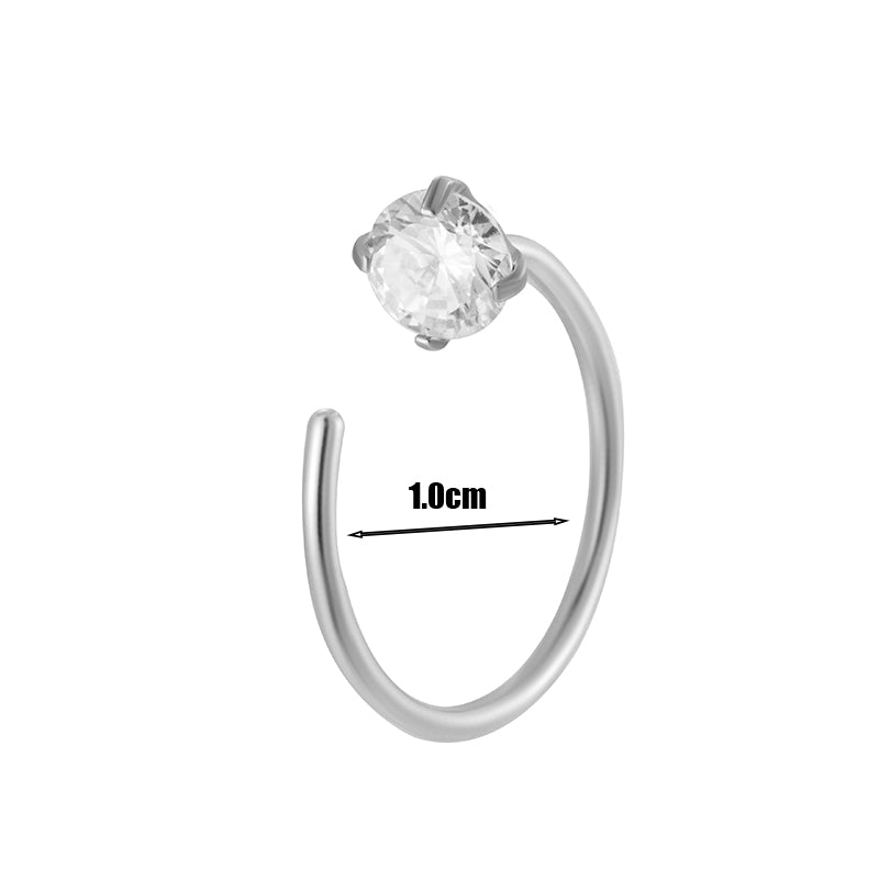 1 Piece Nose Rings & Studs Hip-Hop Solid Color Stainless Steel Inlay Zircon Nose Rings & Studs