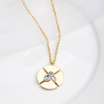 Simple Style Classic Style Solid Color Alloy Plating Inlay Rhinestones Women's Pendant Necklace