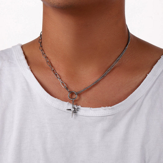 Stainless Steel Simple Style Cross Plating Pendant Necklace