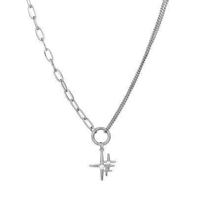 Stainless Steel Simple Style Cross Plating Pendant Necklace