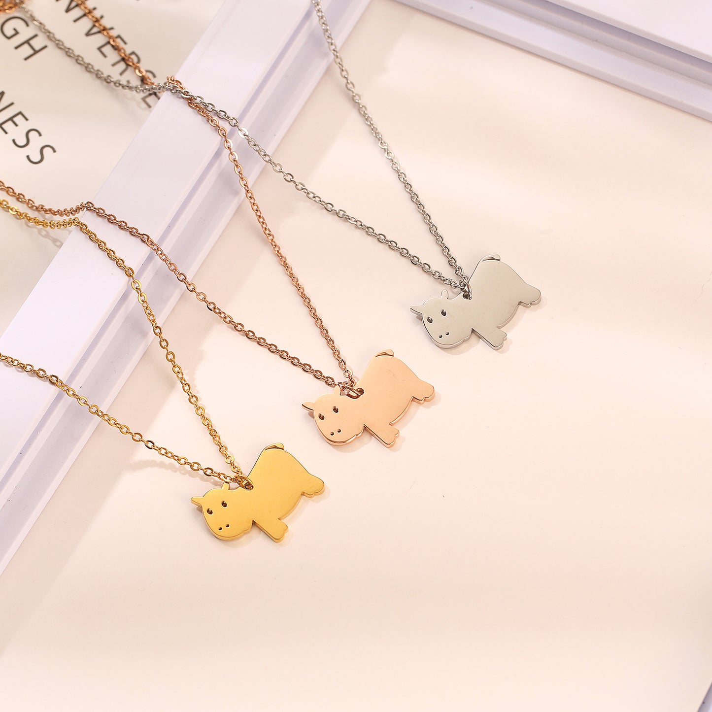 Stainless Steel 18K Gold Plated Simple Style Animal Letter Hollow Out Necklace