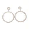 1 Pair Elegant Circle Inlay Copper Rhinestones Rhodium Plated Drop Earrings