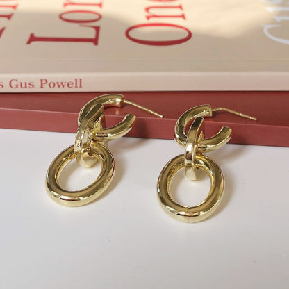 1 Pair Elegant Human Face Copper 18K Gold Plated Drop Earrings