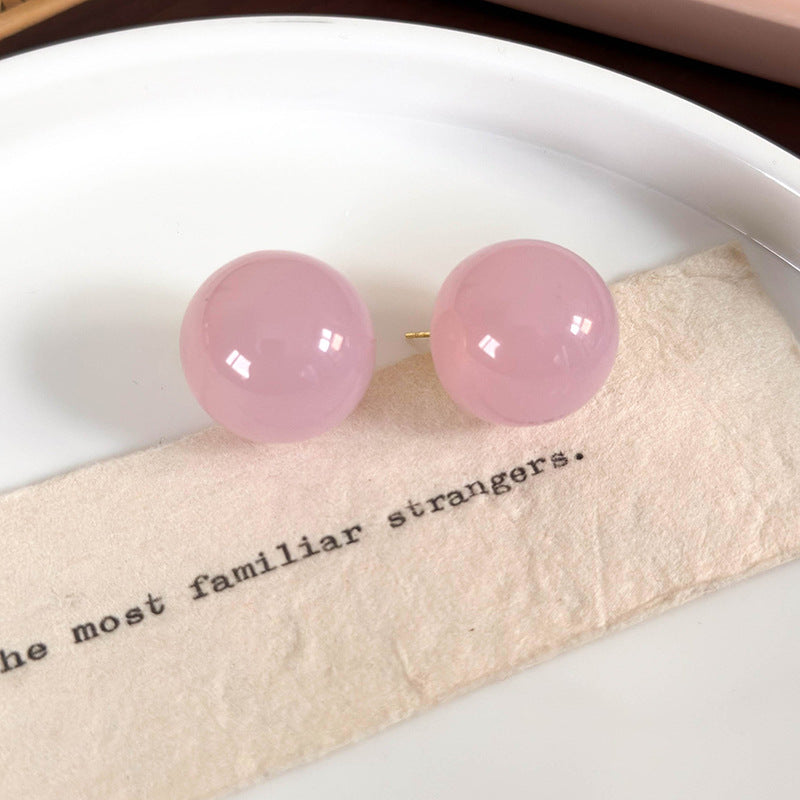 1 Pair Sweet Solid Color Resin Ear Studs