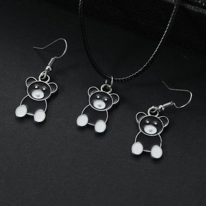 Casual Cute Simple Style Bear Alloy Enamel Unisex Jewelry Set