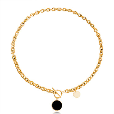 Elegant Cross Circle Alloy Metal Button Women's Pendant Necklace