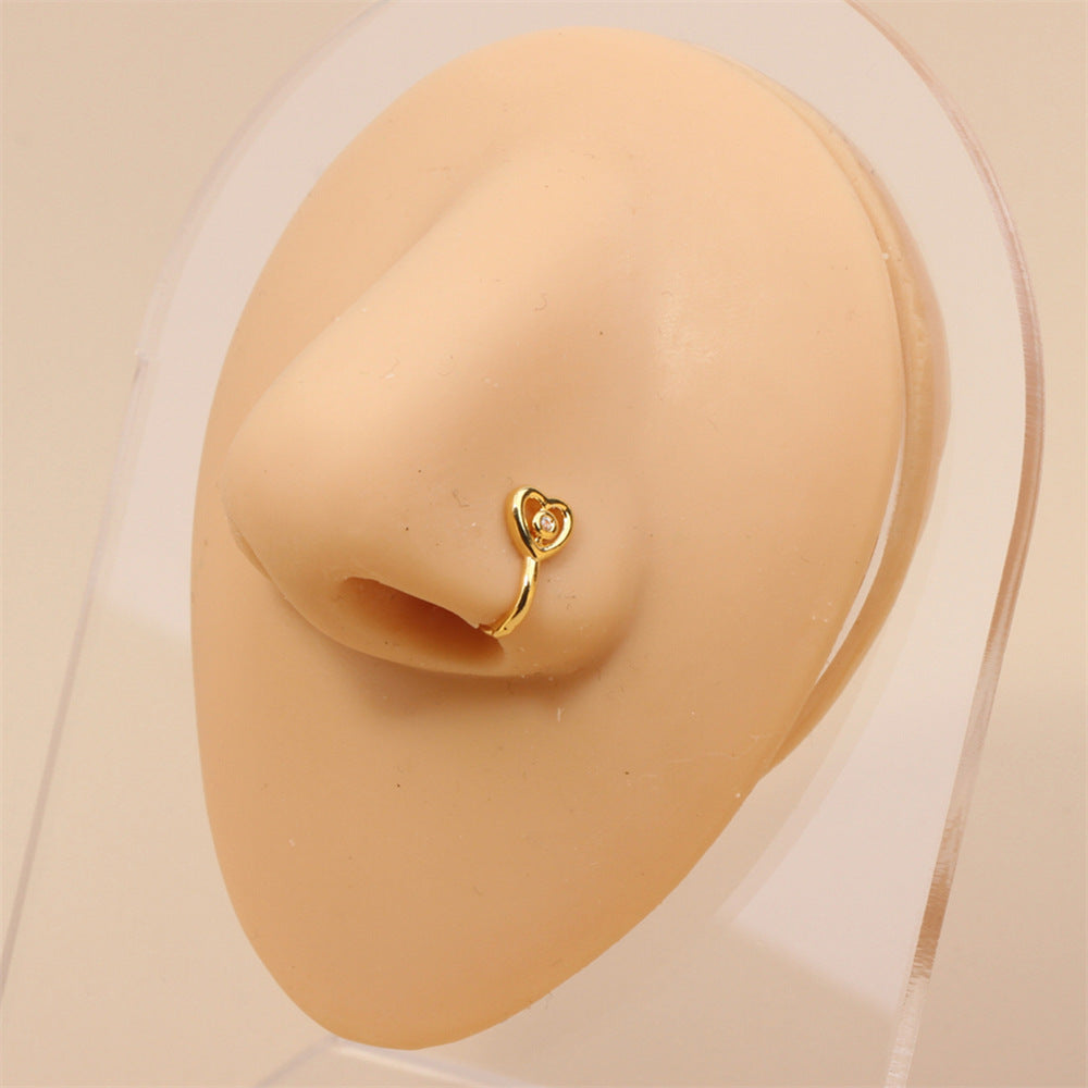 1 Piece Nose Rings & Studs Simple Style Geometric Metal Plating Inlay Zircon Nose Rings & Studs