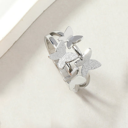 Stainless Steel Lady Butterfly Plating Rings