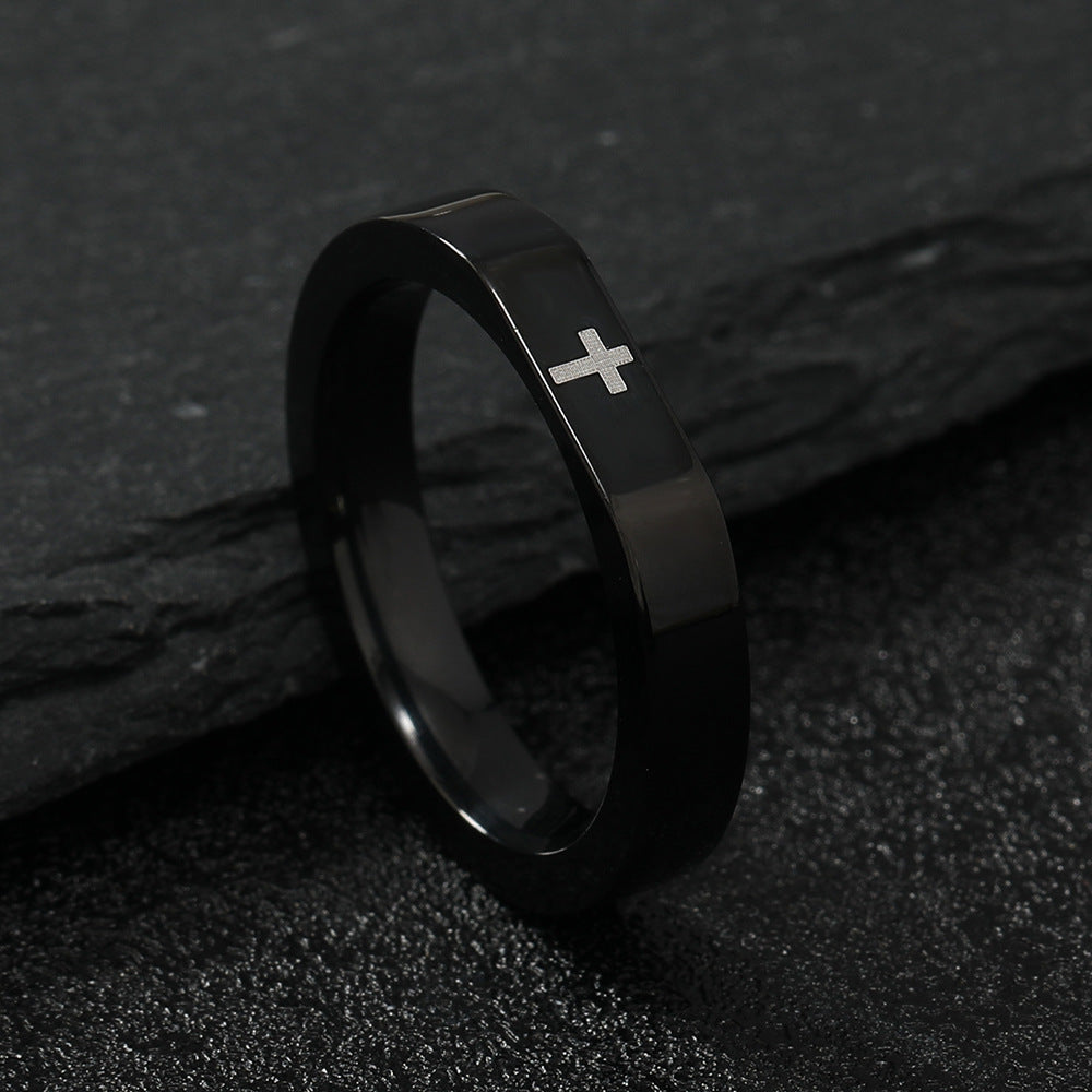 Stainless Steel Simple Style Cross Plating Rings