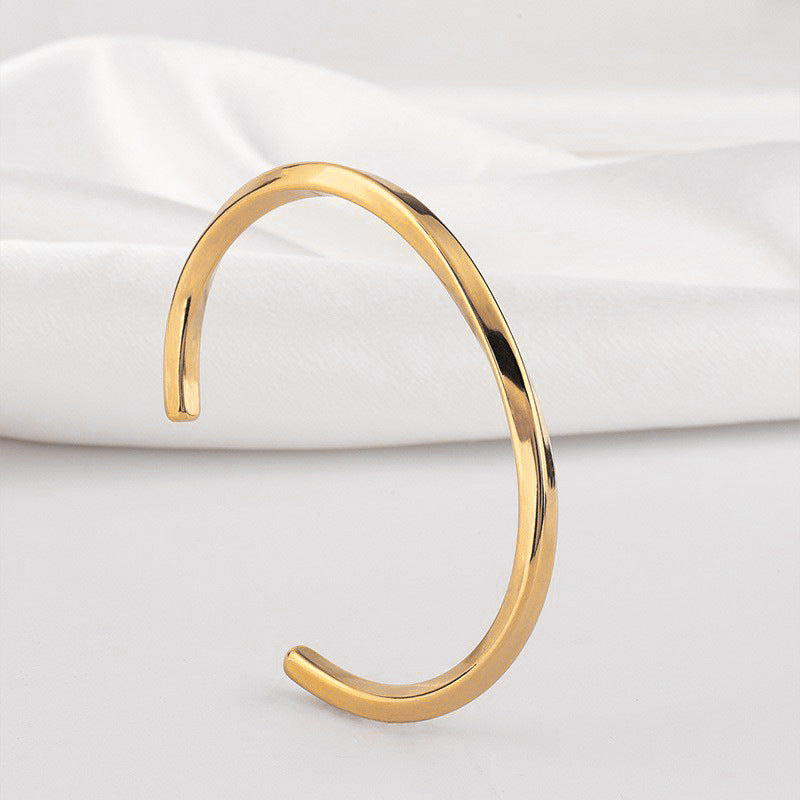 Stainless Steel Simple Style C Shape Plating Cuff Bracelets