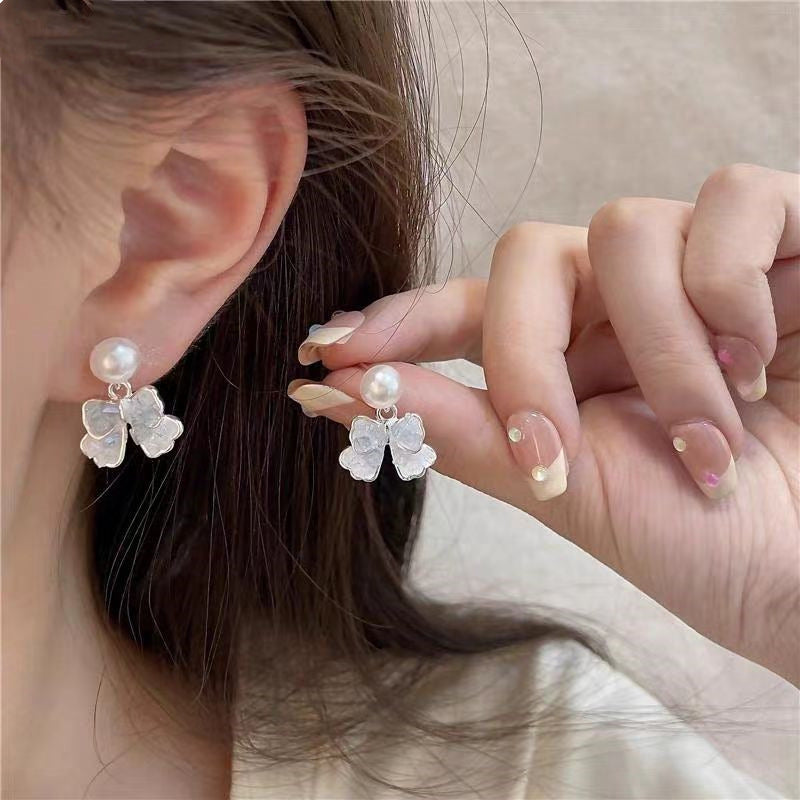 1 Pair IG Style Geometric Plating Inlay Alloy Artificial Pearls Rhinestones Opal Earrings