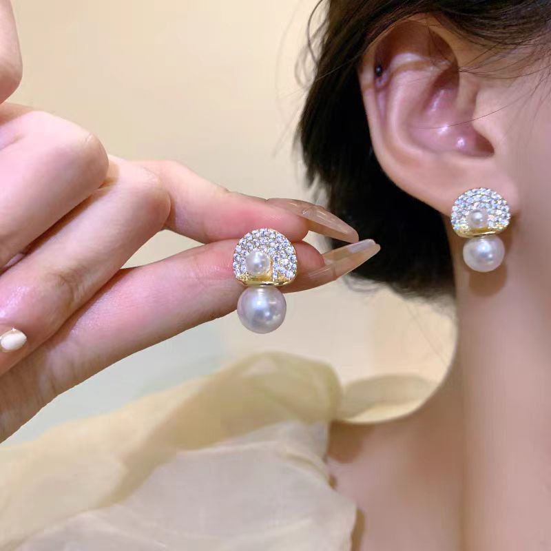 1 Pair IG Style Geometric Plating Inlay Alloy Artificial Pearls Rhinestones Opal Earrings