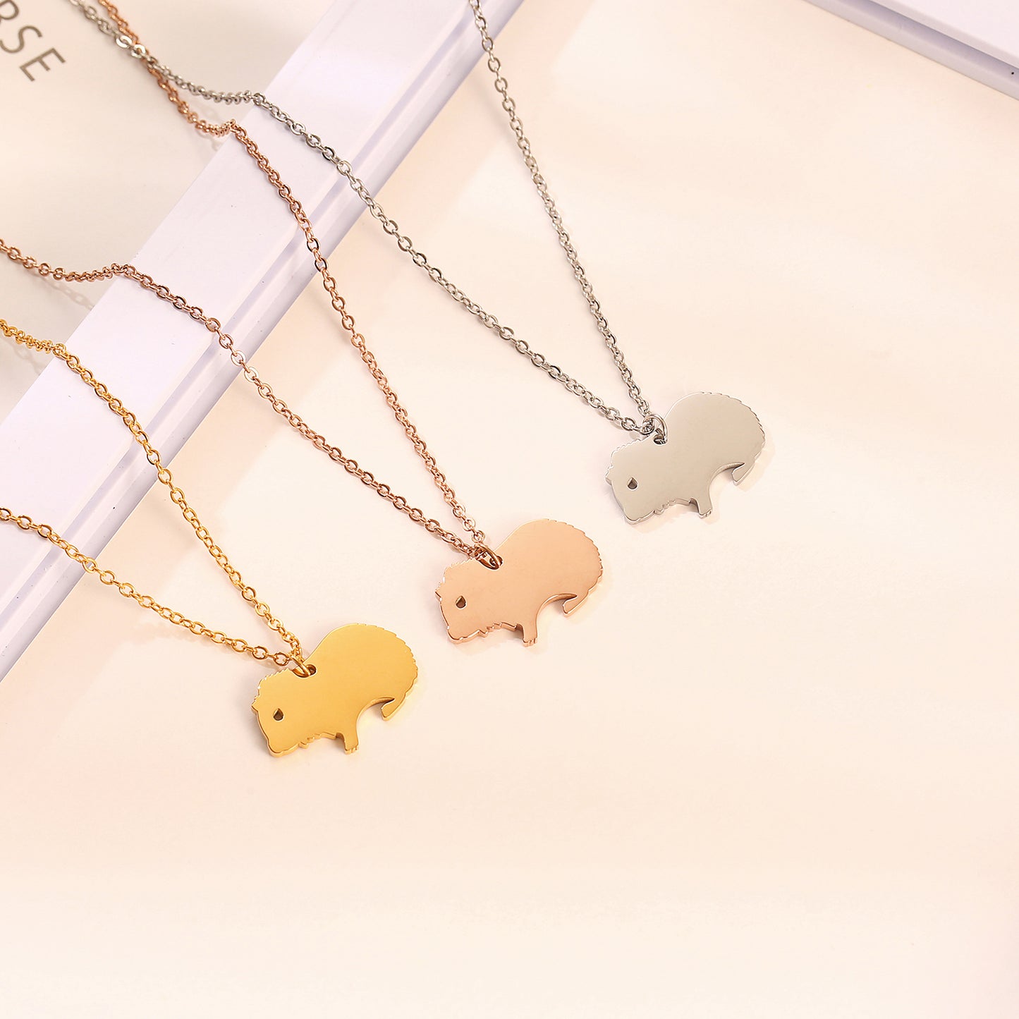 Stainless Steel 18K Gold Plated Simple Style Animal Letter Hollow Out Necklace