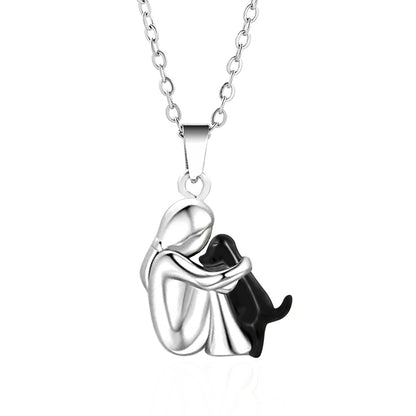 Cute Dog Alloy Irregular Vacuum Vapor Plating Black Gold Plated Women'S Pendant Necklace