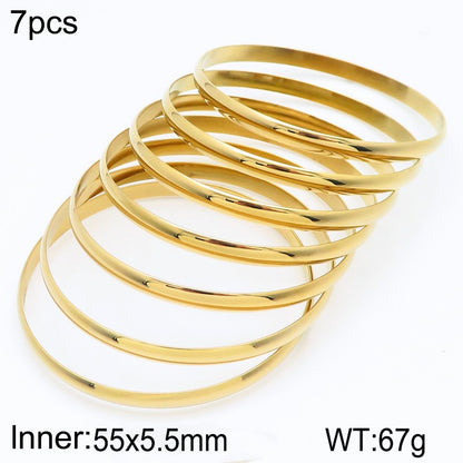 Simple Style Round Stainless Steel 18K Gold Plated Bangle In Bulk