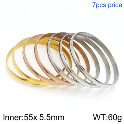 Simple Style Round Stainless Steel 18K Gold Plated Bangle In Bulk