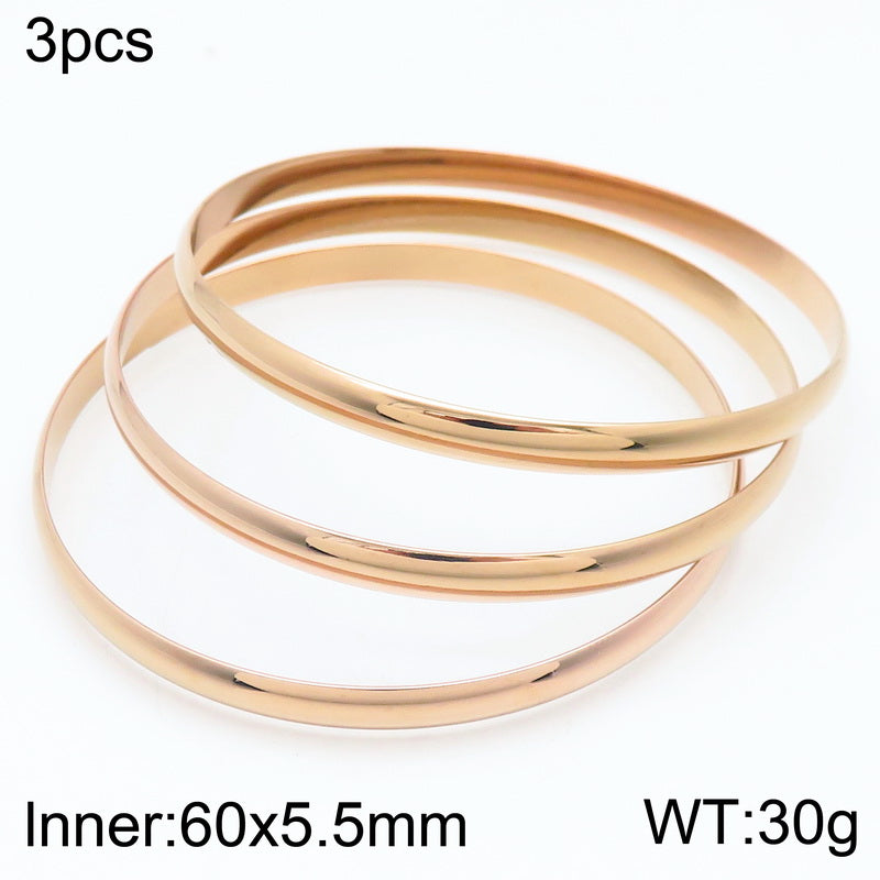 Simple Style Round Stainless Steel 18K Gold Plated Bangle In Bulk