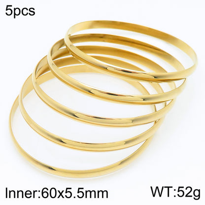 Simple Style Round Stainless Steel 18K Gold Plated Bangle In Bulk