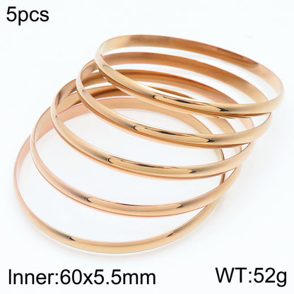 Simple Style Round Stainless Steel 18K Gold Plated Bangle In Bulk