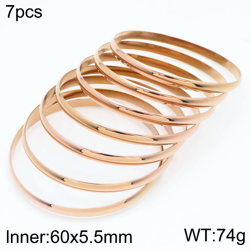 Simple Style Round Stainless Steel 18K Gold Plated Bangle In Bulk