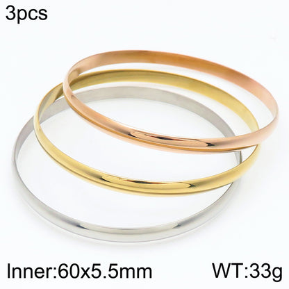 Simple Style Round Stainless Steel 18K Gold Plated Bangle In Bulk