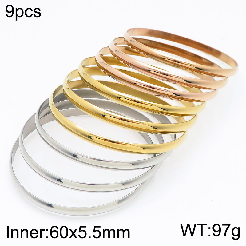 Simple Style Round Stainless Steel 18K Gold Plated Bangle In Bulk