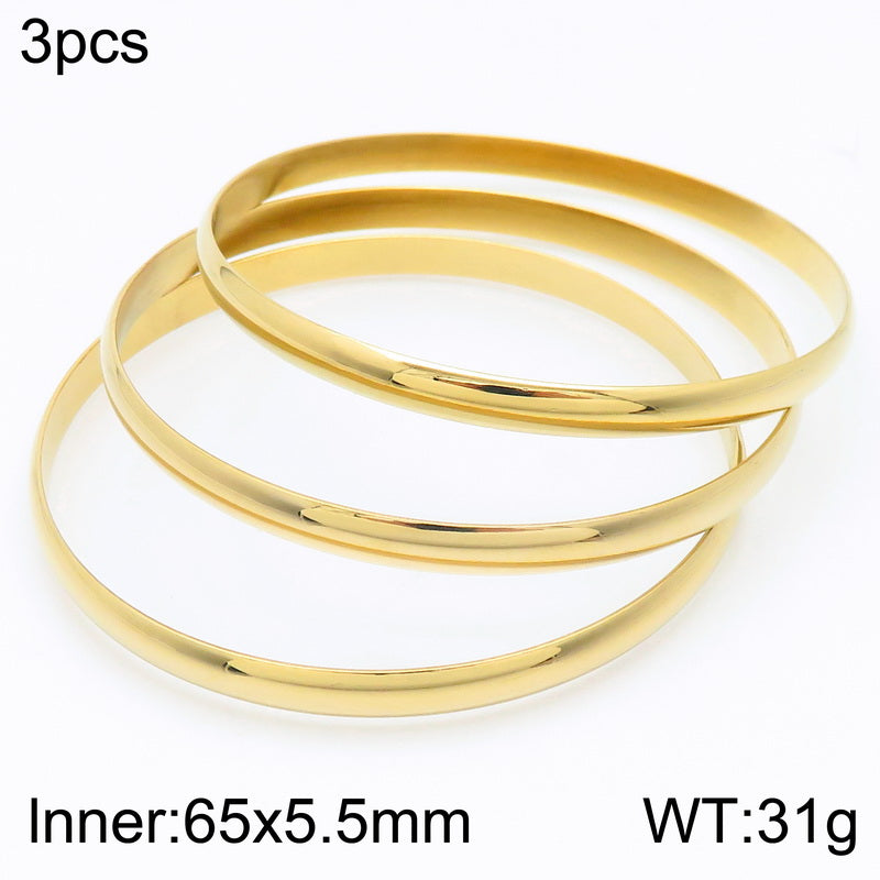 Simple Style Round Stainless Steel 18K Gold Plated Bangle In Bulk