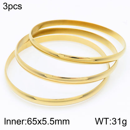 Simple Style Round Stainless Steel 18K Gold Plated Bangle In Bulk