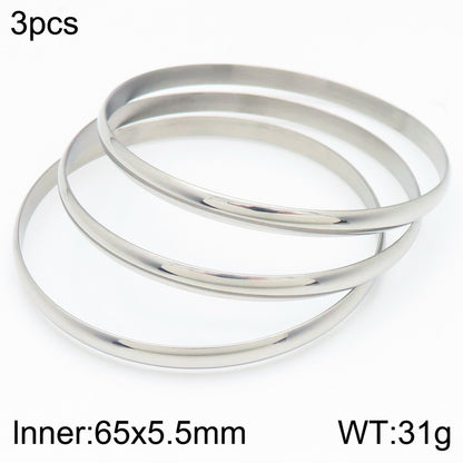 Simple Style Round Stainless Steel 18K Gold Plated Bangle In Bulk